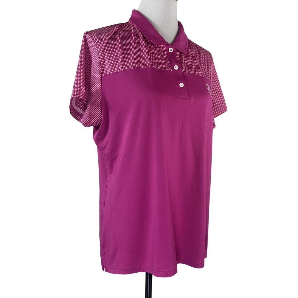 FootJoy Golf Polo Short Sleeve Button Shirt Top Pink White Stretch Women's XL